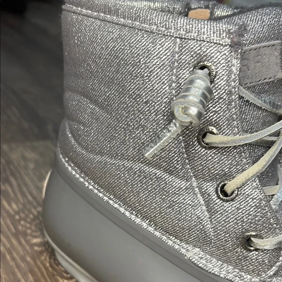 Sperry Women's Glitter Silver Duck Boots - Size 7 - Picture 5 of 9